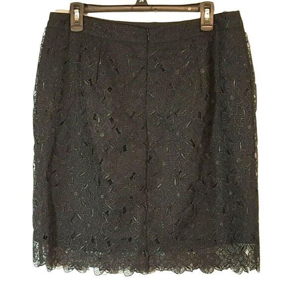 Black Floral Lace Pencil Straight Skirt Sz L Adiva - Picture 2 of 3
